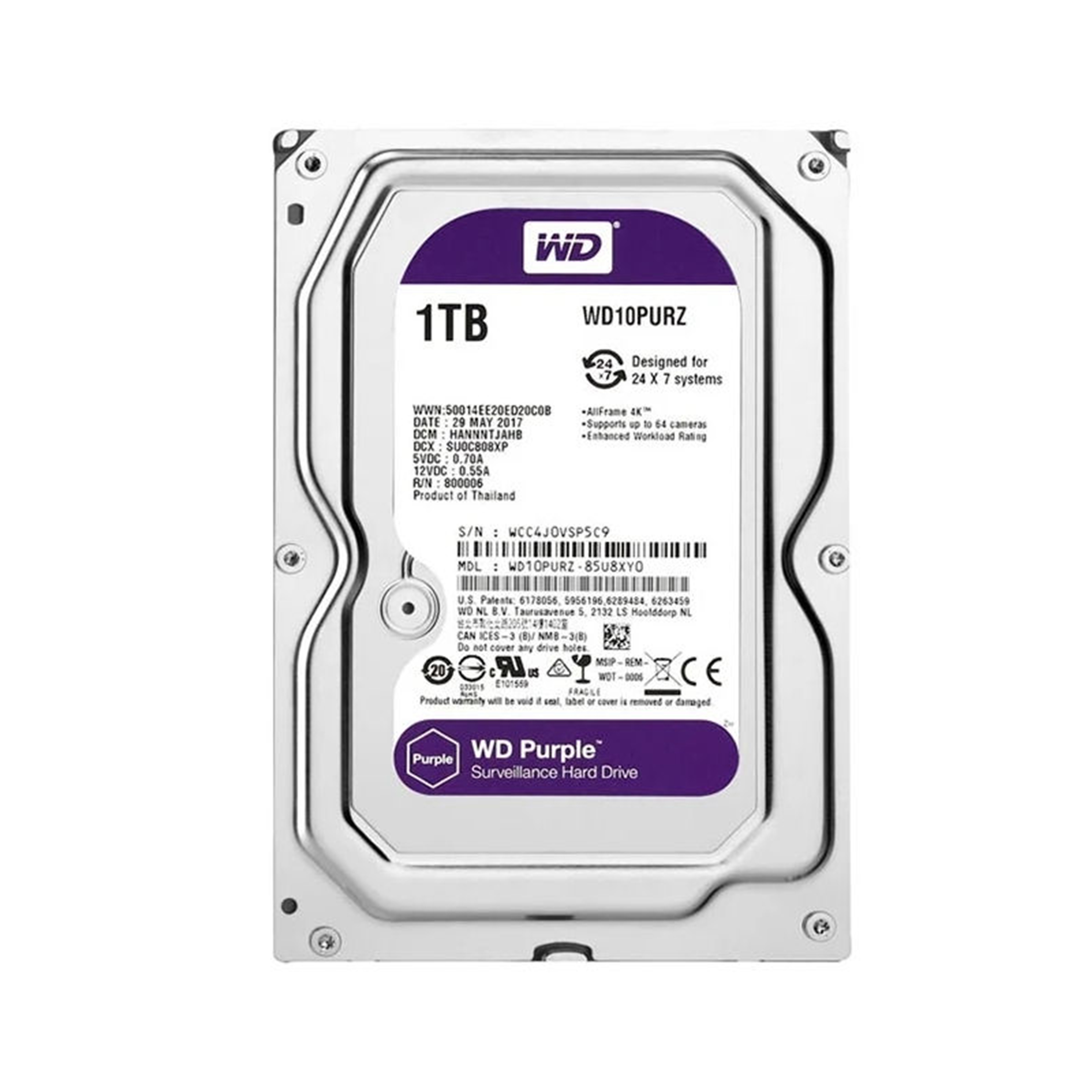 WD PURPLE 1TB 24/7 (WD10PURZ)