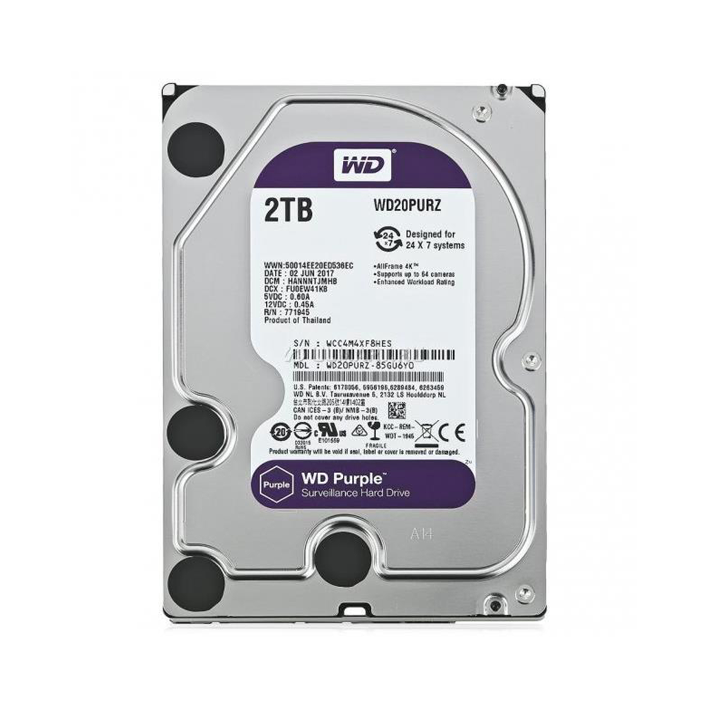 WD PURPLE 2TB 24/7 (WD22PURZ)